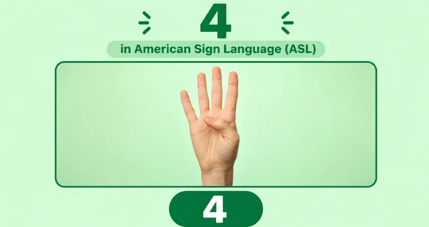 Number 4 in American Sign Language (ASL): four fingers held upright and spread, thumb tucked across the palm