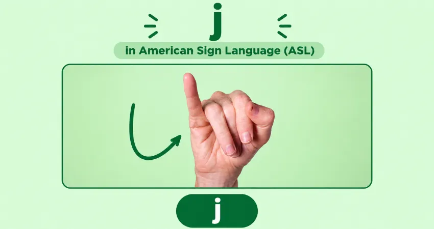 Letter J in American Sign Language (ASL) hand sign - pinky finger tracing a J-shaped motion
