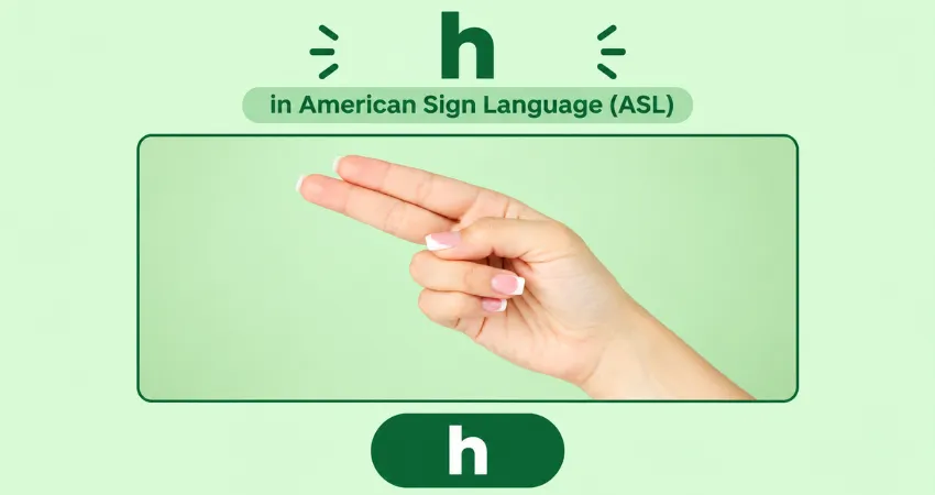 Letter H in American Sign Language (ASL) hand sign - index and middle fingers extended sideways