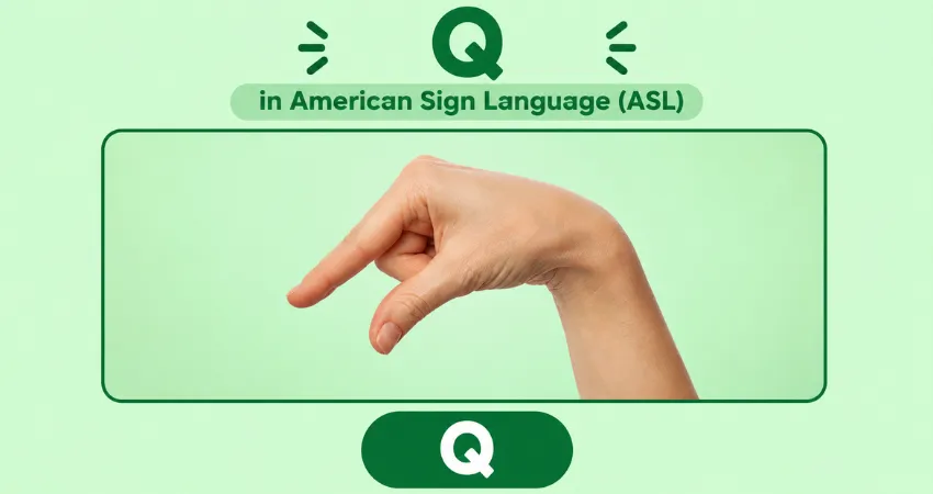 Letter Q in American Sign Language (ASL) hand sign - thumb and index finger pointing downward