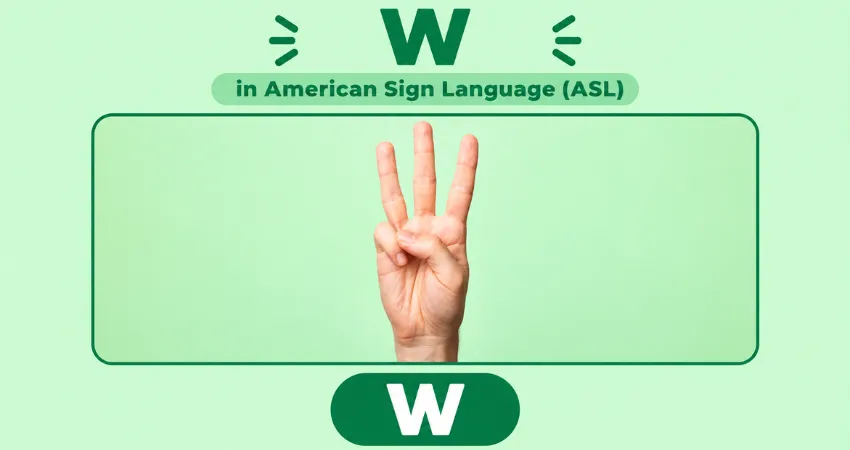 Letter W in American Sign Language (ASL) hand sign - index, middle, and ring fingers raised