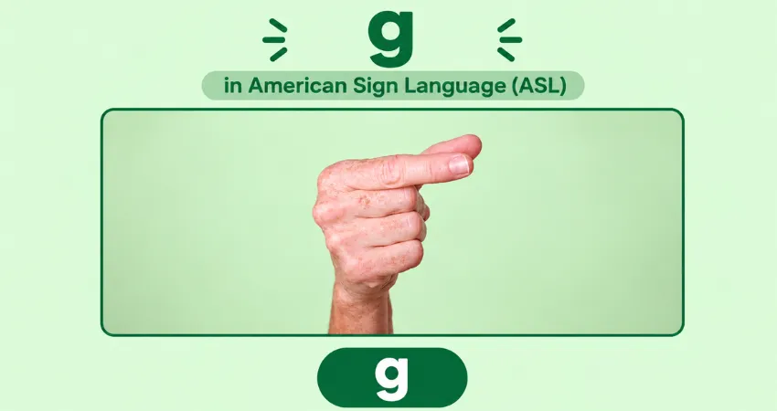 Letter G in American Sign Language (ASL) hand sign - index finger and thumb pointing sideways