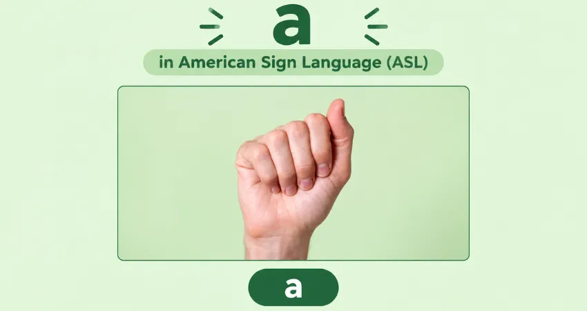 Letter A in American Sign Language (ASL) hand sign - closed fist with thumb alongside fingers