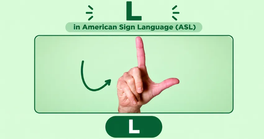 Letter L in American Sign Language (ASL) hand sign - index finger and thumb forming an L shape