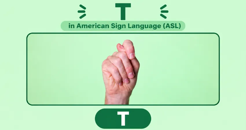 Letter T in American Sign Language (ASL) hand sign - closed fist, thumb tucked between fingers