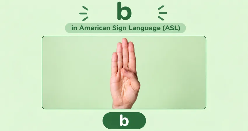 Letter B in American Sign Language (ASL) hand sign - flat palm with fingers up, thumb across palm
